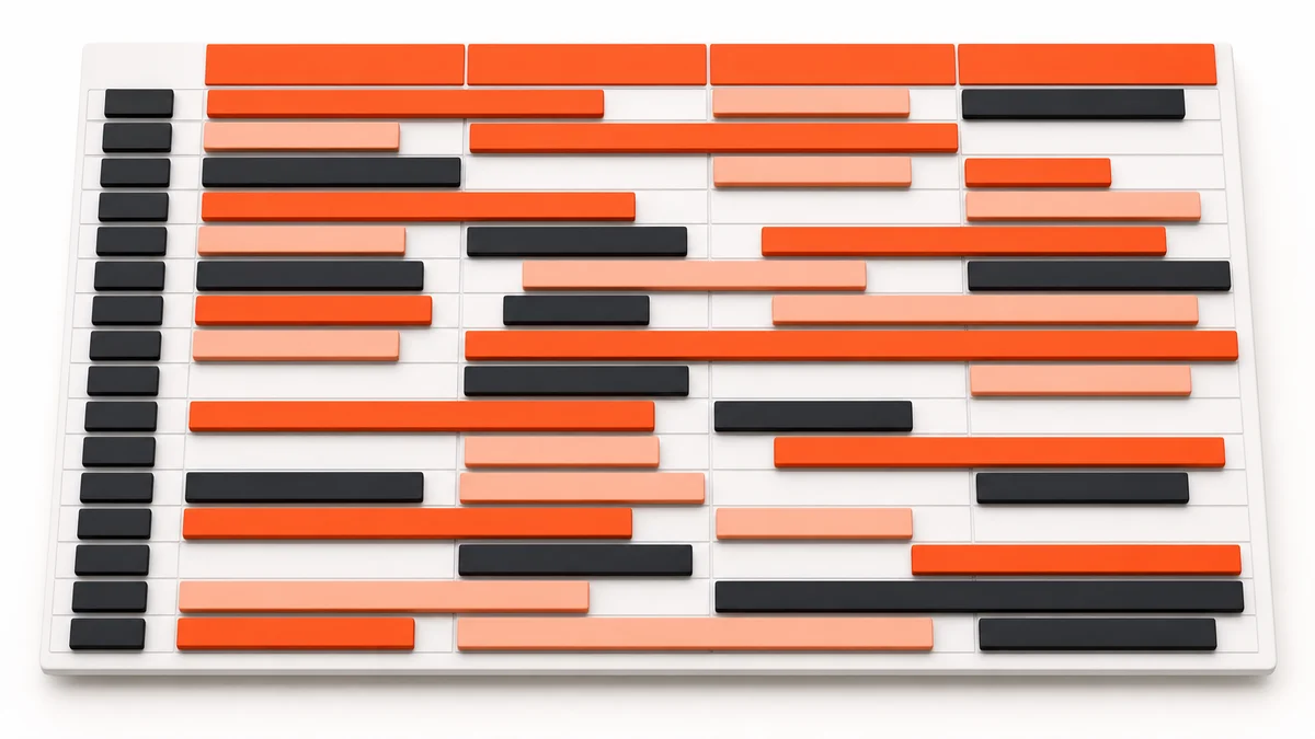 Seventeen parallel audit programme bars across a quarterly dealer network calendar grid