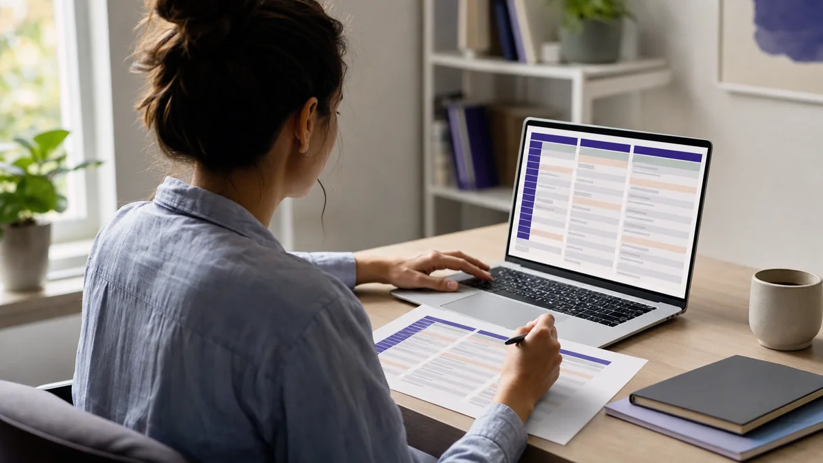 Demand generation manager reviewing an email segmentation spreadsheet with account tier and role columns