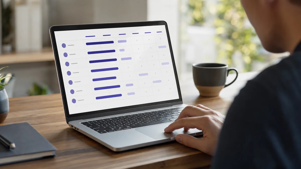 Person leaning toward a laptop showing an account-level pipeline attribution view