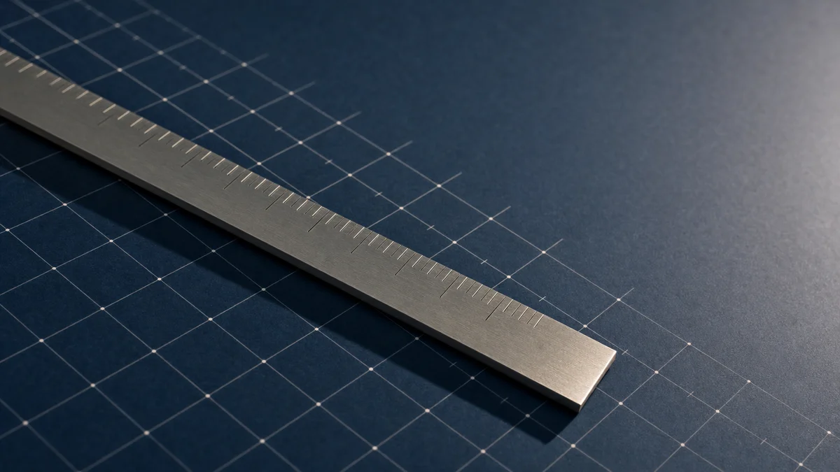 A calibrated metal ruler laid across a frequency grid on navy paper