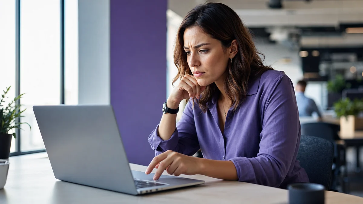 B2B SaaS marketer reviewing AI chatbot vendor shortlist on laptop